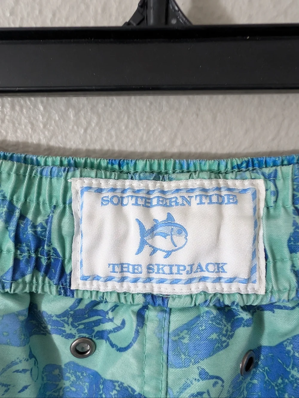 Southern Tide Skipjack Men's Sea Life Swim Trunks - Aqua and Blue
